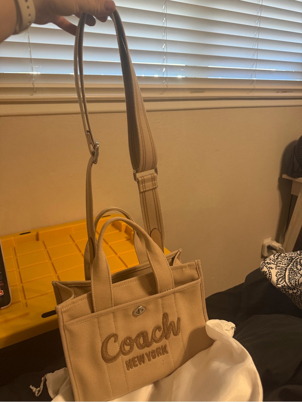 Coach Beige Canvas Mini Tote with Embroidered Logo